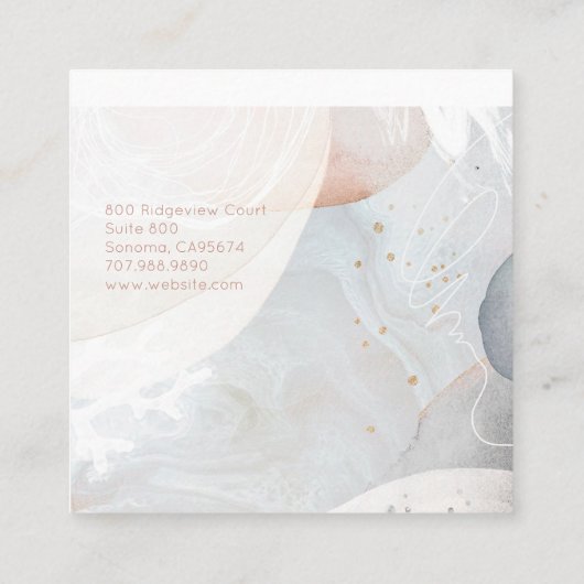 抽象芸術モダンソフトウォーターの色の形状質感 スクエア名刺 (裏面)