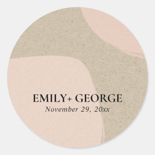 抽象芸術モダンソフトシック赤面ピンククラフト結婚ズ ラウンドシール (正面)