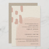 抽象芸術モダンソフトピンク赤面結婚式の招待 サンキューカード (正面/裏面)