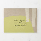 抽象芸術モダンソフトライムグリーン芸術的結婚ズ 三つ折り招待状 (カバー)