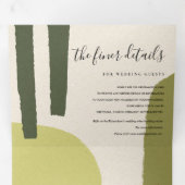抽象芸術モダンソフトライムグリーン芸術的結婚ズ 三つ折り招待状 (内部最初)
