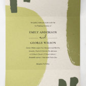 抽象芸術モダンソフトライムグリーン芸術的結婚ズ 三つ折り招待状 (内部中)