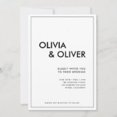 抽象芸術モダンタイポグラフィ白黒 招待状 (正面)