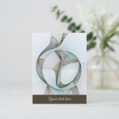 抽象芸術モダンターコイズブラウン金ゴールドエレガンス文字 ポストカード (スタンド正面)