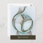 抽象芸術モダンターコイズブラウン金ゴールドエレガンス文字 ポストカード (正面/裏面)