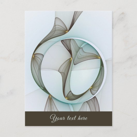 抽象芸術モダンターコイズブラウン金ゴールドエレガンス文字 ポストカード (正面)