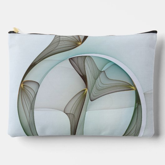 抽象芸術モダンターコイズブラウン金ゴールドエレガンス アクセサリーポーチ (正面)