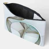 抽象芸術モダンターコイズブラウン金ゴールドエレガンス アクセサリーポーチ (見開き)