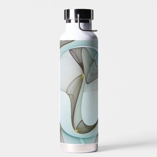 抽象芸術モダンターコイズブラウン金ゴールドエレガンス ウォーターボトル (左面)