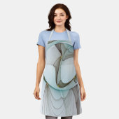 抽象芸術モダンターコイズブラウン金ゴールドエレガンス エプロン (着用した状態)