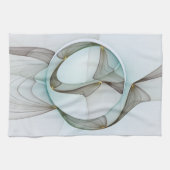 抽象芸術モダンターコイズブラウン金ゴールドエレガンス キッチンタオル (横)