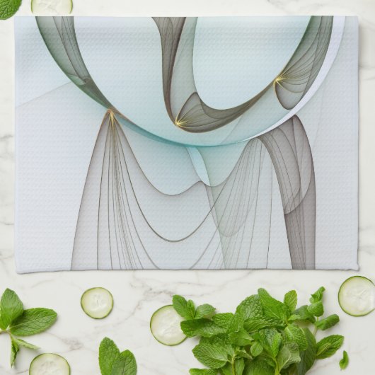 抽象芸術モダンターコイズブラウン金ゴールドエレガンス キッチンタオル (折り畳み)