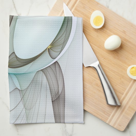 抽象芸術モダンターコイズブラウン金ゴールドエレガンス キッチンタオル (四つ折り)