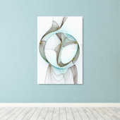 抽象芸術モダンターコイズブラウン金ゴールドエレガンス キャンバスプリント (インサイチュ (ウッドフロア))