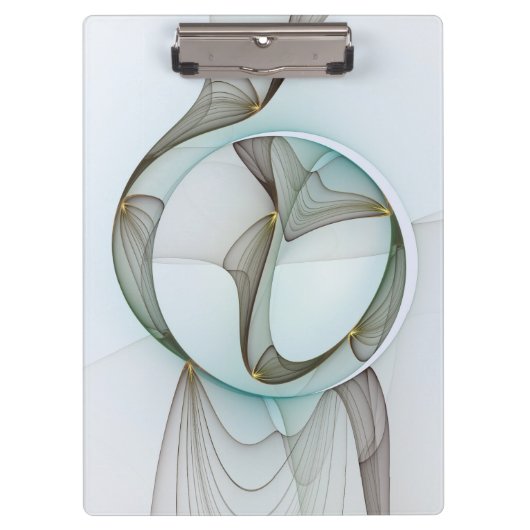 抽象芸術モダンターコイズブラウン金ゴールドエレガンス クリップボード (正面)