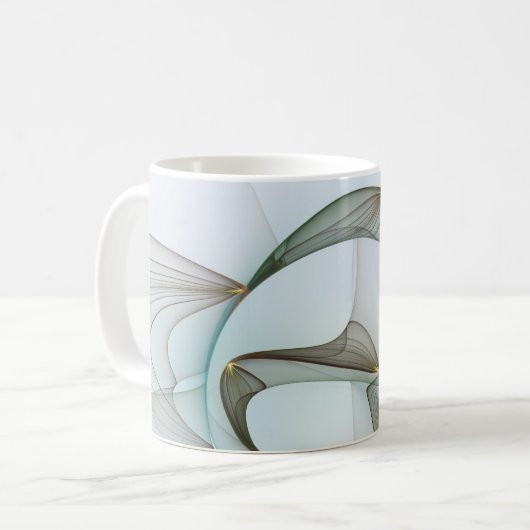 抽象芸術モダンターコイズブラウン金ゴールドエレガンス コーヒーマグカップ (正面左)
