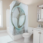 抽象芸術モダンターコイズブラウン金ゴールドエレガンス シャワーカーテン (インサイチュ)