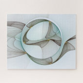 抽象芸術モダンターコイズブラウン金ゴールドエレガンス ジグソーパズル (横)