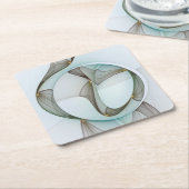 抽象芸術モダンターコイズブラウン金ゴールドエレガンス スクエアペーパーコースター (アングル)