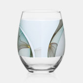 抽象芸術モダンターコイズブラウン金ゴールドエレガンス ステムなしワイングラス (右)