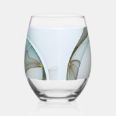 抽象芸術モダンターコイズブラウン金ゴールドエレガンス ステムなしワイングラス (左)