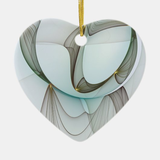 抽象芸術モダンターコイズブラウン金ゴールドエレガンス セラミックオーナメント (正面)