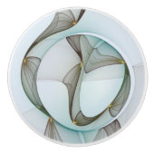 抽象芸術モダンターコイズブラウン金ゴールドエレガンス セラミックノブ (正面)