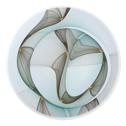 抽象芸術モダンターコイズブラウン金ゴールドエレガンス セラミックノブ (正面)