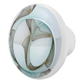 抽象芸術モダンターコイズブラウン金ゴールドエレガンス セラミックノブ (右)