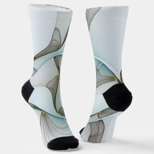 抽象芸術モダンターコイズブラウン金ゴールドエレガンス ソックス (傾斜あり)