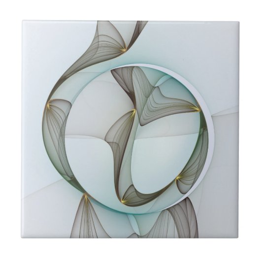 抽象芸術モダンターコイズブラウン金ゴールドエレガンス タイル (正面)