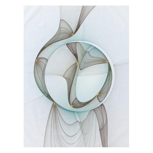 抽象芸術モダンターコイズブラウン金ゴールドエレガンス テーブルクロス (正面)