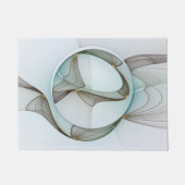 抽象芸術モダンターコイズブラウン金ゴールドエレガンス ドアマット (正面)