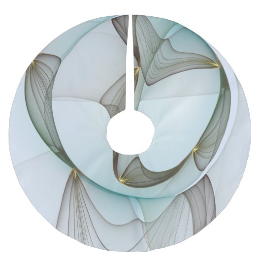 抽象芸術モダンターコイズブラウン金ゴールドエレガンス ブラッシュドポリエステルツリースカート (正面)