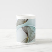抽象芸術モダンターコイズブラウン金ゴールドエレガンス ボーンチャイナマグカップ (正面)