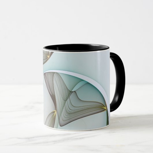 抽象芸術モダンターコイズブラウン金ゴールドエレガンス マグカップ (正面右)