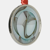 抽象芸術モダンターコイズブラウン金ゴールドエレガンス メタルオーナメント (右)