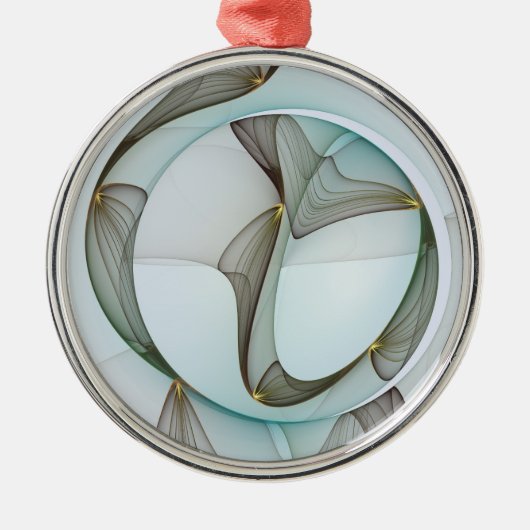 抽象芸術モダンターコイズブラウン金ゴールドエレガンス メタルオーナメント (正面)