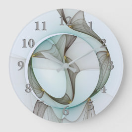 抽象芸術モダンターコイズブラウン金ゴールドエレガンス ラージ壁時計