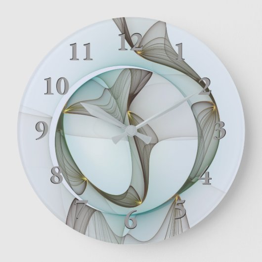 抽象芸術モダンターコイズブラウン金ゴールドエレガンス ラージ壁時計 (正面)