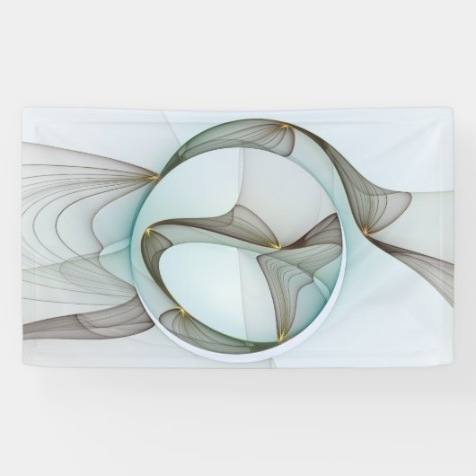 抽象芸術モダンターコイズブラウン金ゴールドエレガンス 横断幕 (横)