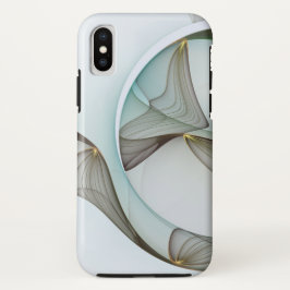 抽象芸術モダンターコイズブラウン金ゴールドエレガンス iPhone XSケース