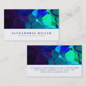 抽象芸術モダンターコイズブルー&パープル 名刺 (正面/裏面)