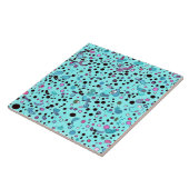 抽象芸術モダンティール（緑がかった色）の青 タイル (側面)