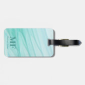抽象芸術モダンティール（緑がかった色）水彩模様 – モノグラム ラゲッジタグ (裏面横)