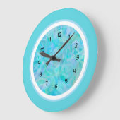 抽象芸術モダンティール(緑がかった色)紫と緑の壁掛け ラージ壁時計 (傾斜)