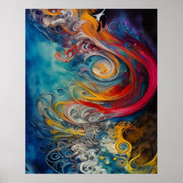 抽象芸術モダンティール（緑がかった色）金ゴールドレッドブルーグリーンビューティフル ポスター