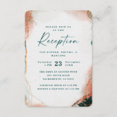 抽象芸術モダンティール（緑がかった色）&銅ウェディングレセプション エンクロージャーカード (正面)