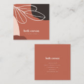 抽象芸術モダンテラコタの白いオーガニック図形 スクエア名刺 (正面/裏面)