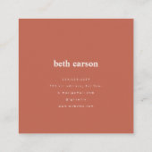 抽象芸術モダンテラコタの白いオーガニック図形 スクエア名刺 (裏面)